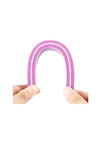 Koodmax Aşınmaya Dayanıklı 100/180 Kumlu Çift Taraflı Tırnak Törpüsü Kavisli Pembe 5'li
