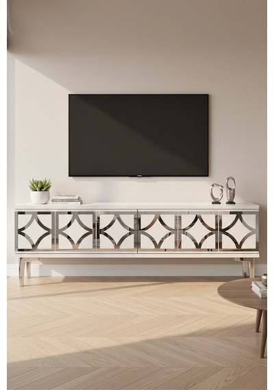 Tsa1237bs - Lemtv120 Tv Stand, Tv Sehpası Beyaz - Sılver 120cm