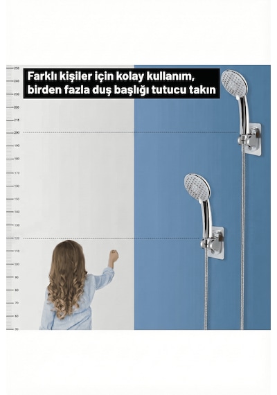 Yapışkanlı Duş Başlığı Tutucu , Ayarlanabilir Su Geçirmez Yapışkanlı Mafsal Chrome Tepe Duş Sistemleri Krom