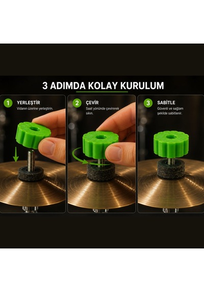 Mottopi Zil Sabitleme Vidası 6 Mm Bateri Zil Sehpası Vidası 4 Adet-yeşil