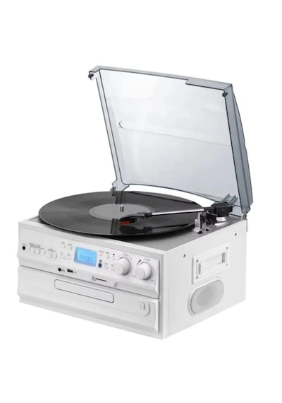 Beyaz Nostaljik Pikap Cd Çalar Bluetoothlu Kumandalı Radyo Mp3 Usb 33-45-78 Lik Plaklar 1 Adet