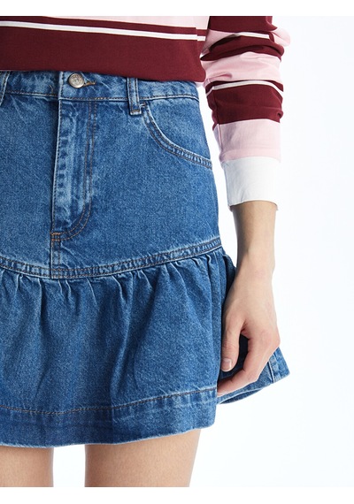 Lcw Vision İndigo Standart Fit Kadın Jean Mini Etek