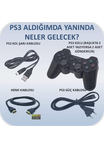 Sony Playstation 3 Slim 500 + 2 Oyun Kolu + 40 Oyun