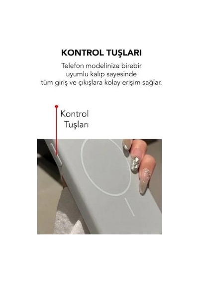 Apple İphone 15 Pro Max Uyumlu Magsafe Lansman Silikon Kılıf Gri