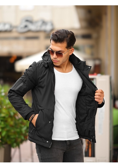 Mero Life Outdoor Su Ve Rüzgar Geçirmez Kapitone Içi Kürklü Softshell Mont Siyah