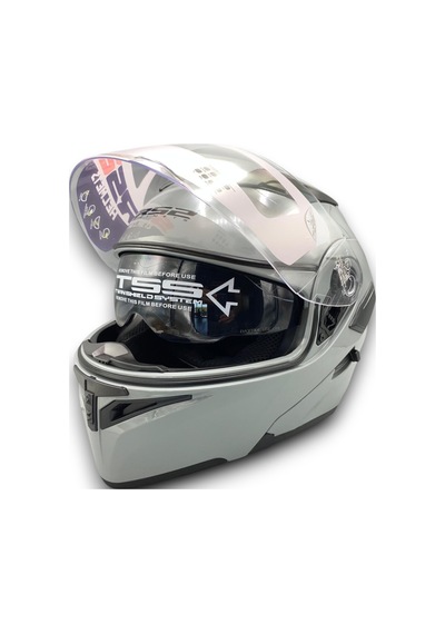 Motosiklet Rs2 Kask Çene Açılır Güneş Vizörlü Glos Grey Gri