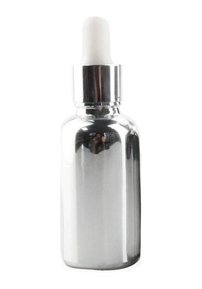 Gri Renkli Beyaz Damlalıklı Cam Şişe 30 Ml