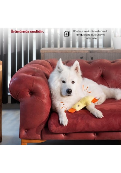 Ördek Köpek Oyuncağı Çekiştirmeli Vikvikli Ve Hışırdayan Peluş Oyuncak