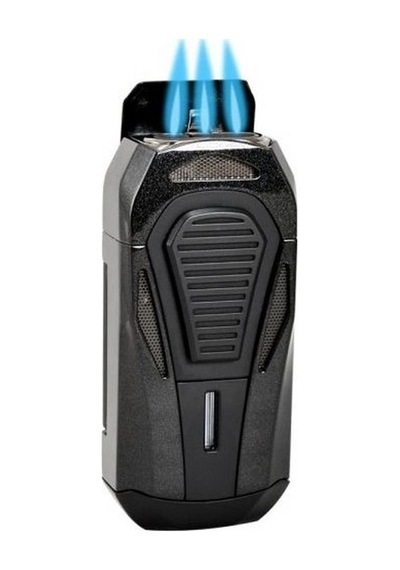 Colibri Boss Üçlü Jet Çakmak Puro Çakmağı Kesicili Siyah