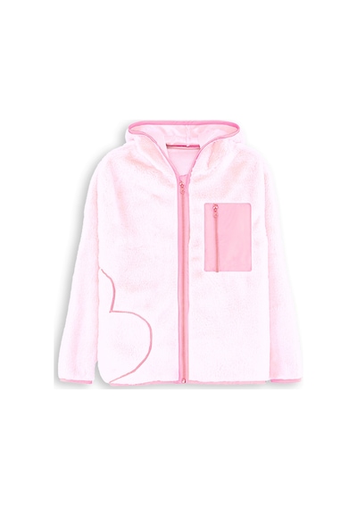 Denokids Kalp Cepli Kız Çocuk Pembe Peluş Mont Renkli