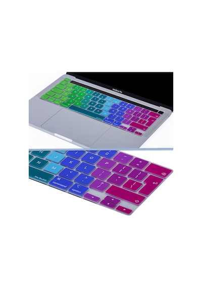 Apple Uyumlu MacBook Pro Klavye Koruyucu M1-m2, 13inç Dazzle Uk-eu İngilizce A2338 2289 2251 A2141 İle Pembe Yeşil