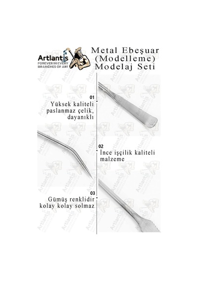 Ebeşuar Seti Metal 5 Li 18 Cm 1 Paket Çelik Modelaj Modelleme Aletleri Seramik Kil Ve Heykel Modelaj Kalemi Dip Alma