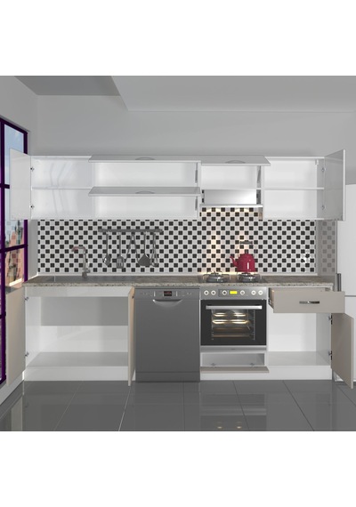 Decoraktiv Elite 280y Ankastre Fırın Modüllü Mdf Hazır Mutfak Dolabı - Tezgah Dahil - Kumtaşı - Beyaz Bej Decoraktiv Elite 280y Ankastre Fırın Modüllü Mdf Hazır Mutfak Dolabı - Tezgah Dahil - Kumtaşı - Beyaz Bej