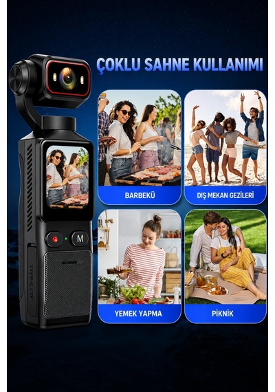 Glr L19 4k Ultra Hd Wi-fi Vlog Kamerası 180 Dönebilir Lens, 6 Eksenli Sarsıntı Önleyici Gimbal Dest