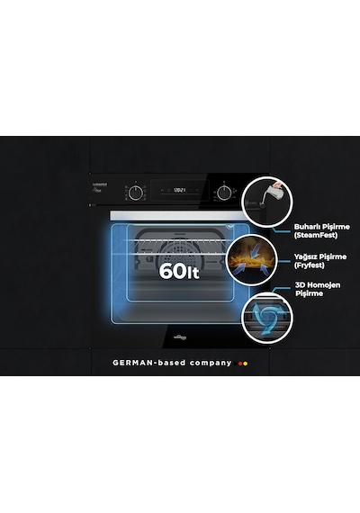 Tommatech TAF6005BS Ankastre Elektrikli Fırın 60 CM Siyah Cam