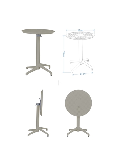 Vilinze Tilia Plastik Bahçe Balkon Bistro Seti Katlanır Masa 60 60 Cm 1+4 Set Bej
