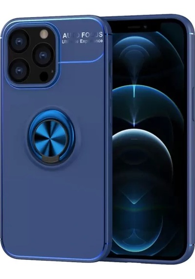 Newface Apple İphone 13 Pro Kılıf Range Yüzüklü Silikon - Mavi