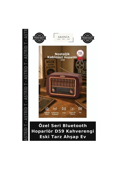 Özel Seri Bluetooth Hoparlör D59 Kahverengi Eski Tarz Ahşap Ev