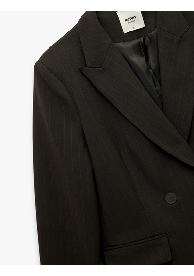 Koton Kapaklı Çift Cepli Uzun Kollu Kruvaze Blazer Ceket Kahverengi Çizgili 6wak50021uw Kahve Çizgili Koton Kapaklı Çift Cepli Uzun Kollu Kruvaze Blazer Ceket Kahverengi Çizgili 6wak50021uw Kahve Çizgili
