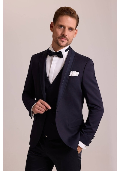 Ysf Erkek Lacivert Slim Fit Yelekli Damatlık
