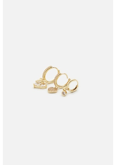 Fiyonklu Kalp Set Küpe Gold