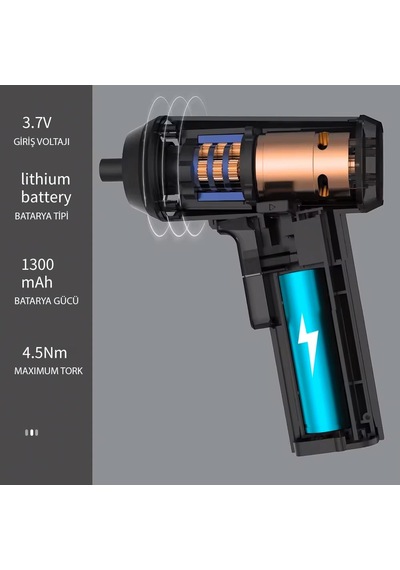 Kingsdun Sarjli Tornavida Seti 32 Parça Manyetik Uç 3.6v 1300mah