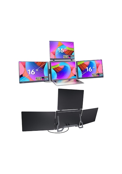 Ultrax 16" Üçlü Taşınabilir Monitör Çoklu Ekran 1200p Notebook Monitör