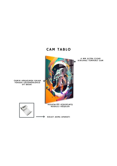 Space/uzay Yapay Zeka Özel Tasarım Cam Tablo Ofis, Mutfak Çocuk Odası, Salon 97