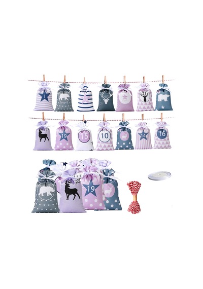 Saten Drawstring Noel Advent Takvimler Çanta - Çocuk  Sarma Atıştırmalık Keseleri Çok Renkli Standart