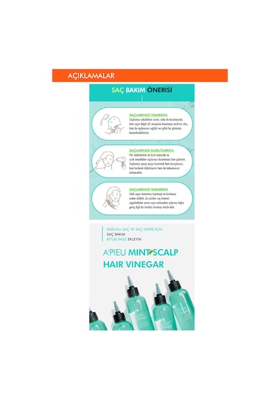 Missha Mint Scalp Hair Vinegar Nane Kompleksi İçeren Kepek Karşıtı Saç Sirkesi 200 ML