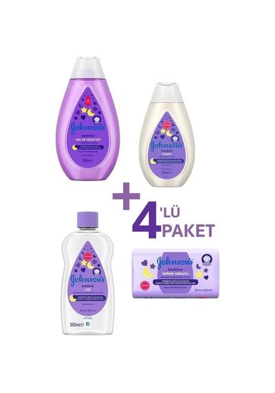Johnson's Baby Bedtime Bebek Şampuanı 500 Ml, Losyon 300 Ml, Yağ 300 Ml, Sabun 90 Gr, 4'lü Set