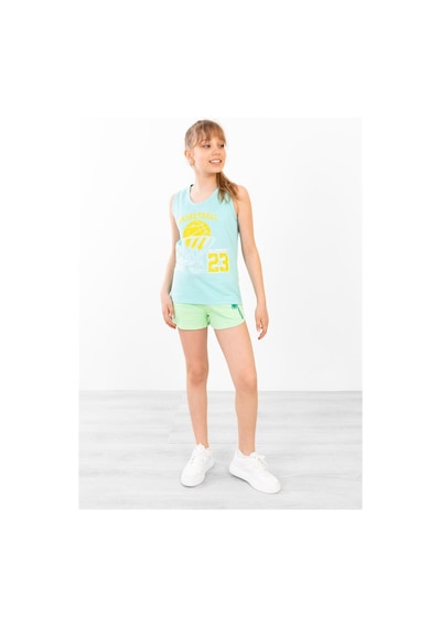 Brz Kids Basketbol Baskılı Kız Çocuk Sıfır Kol T-shirt-turkuaz Turkuaz