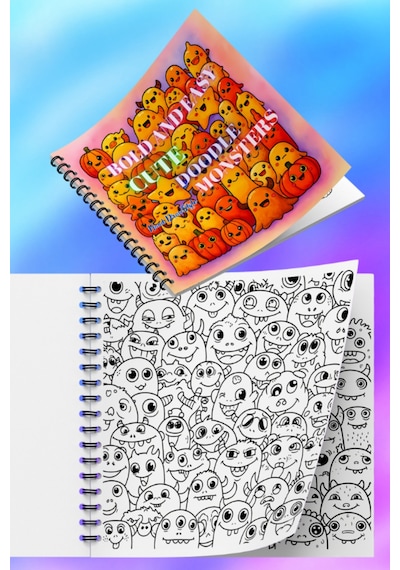 Cute Doodle Monsters Bold And Easy 20x20 Cm Büyük Boyama Kitabı, Çocuklar Ve Yetişkinler İçin