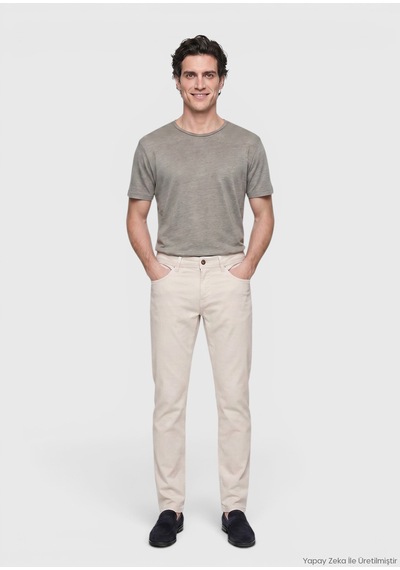 Ramsey Taş Dokuma Slim Fit Casual Pamuk Karışımlı Pantolon