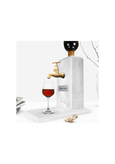 Kişiye Özel Doğal Ahşap Içki Standı Çeşmeli Şarap Viski Rakı Eskitme Ceviz