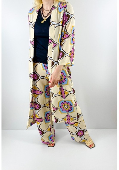 Modaonna Kadın Bej Renk Pamuklu Kimono Pantolon Takım Bej