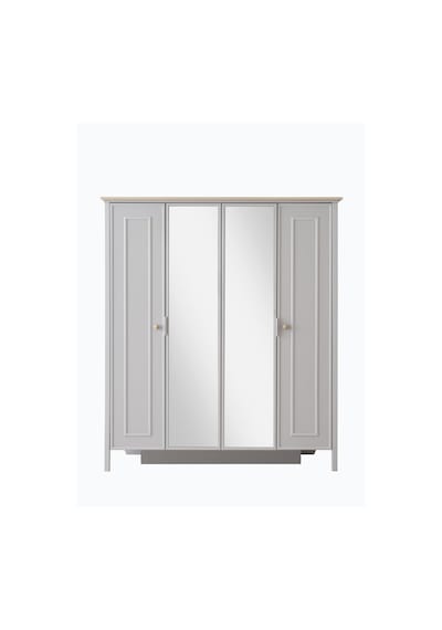 Yakamoz Sis Gri 4 Kapaklı Elbise Dolabı Gardırop 173x56x201cm