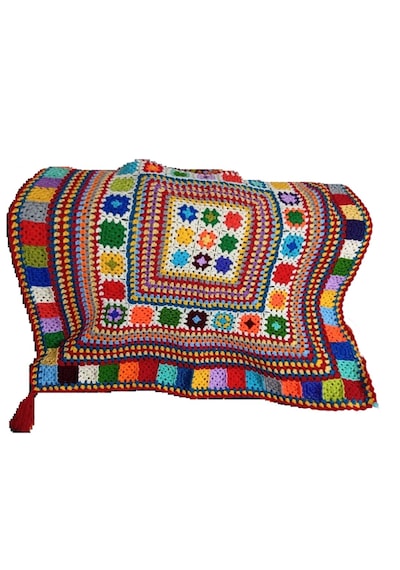 El Örgüsü Etnik Otantik Püsküllü Çok Amaçlı Örtü 85 Cm X 85 Cm Çok Renkli