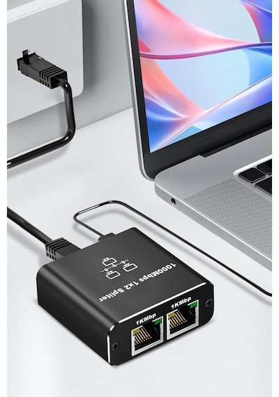 Gigabit Ethernet Anahtarı 2 Bağlantı Noktalı 1000mbps, Rj45 Çoğaltıcı Ethernet Splitter