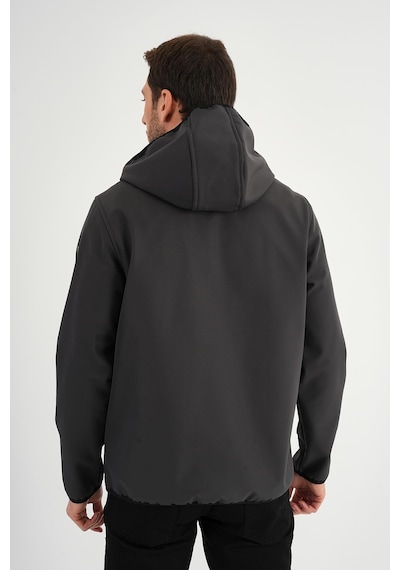 Alexander Gardi Alexandergardı Fermuarlı İçi Polarlı Su İtici Softshell Kumaş Kapüşonlu Mont E24-mnt-01 Gri
