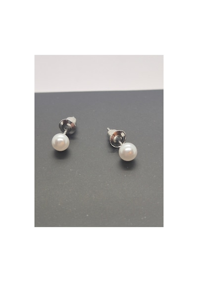 Paslanmaz Çelik Beyaz 6 Mm İnci Küpe Bar Uzunluğu 10 Mm Beyaz