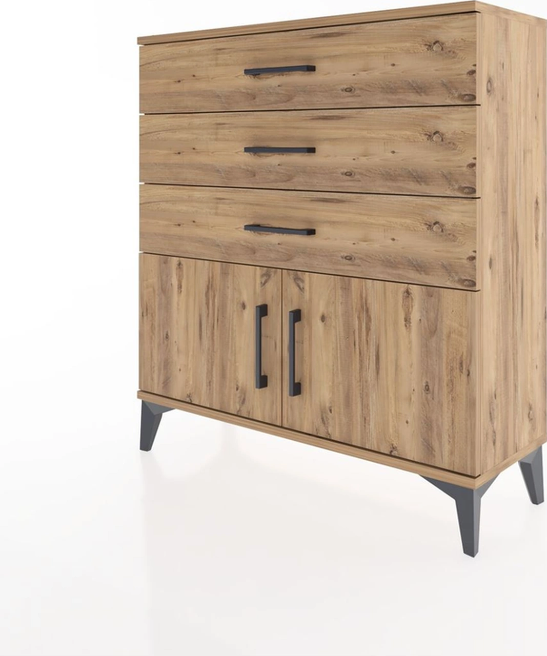Arges Şifonyer Tek Raflı 3 Çekmeceli 2 Kapaklı 88x30x96 Çam-çam Çam