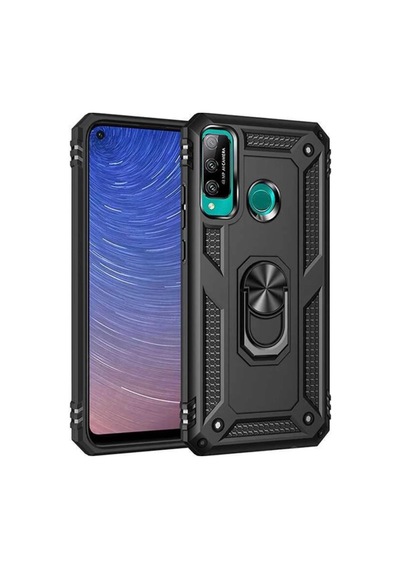 Huawei P40 Lite Uyumlu E Kılıf Sofya Yüzüklü Silikon Kapak - Siyah