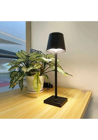 Cata Ct-8437 Led Dekoratif Şarjlı Masa Üstü Lambası Dokunmatik 3 Farklı Renk Ayarı Lamba Siyah