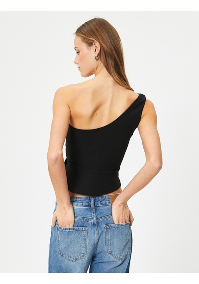 Koton Tek Omuz Crop Üst Asimetrik Kesim Kalp Yaka Slim Fit Siyah 4sak10010ek 4SAK10010EK999 Koton Tek Omuz Crop Üst Asimetrik Kesim Kalp Yaka Slim Fit Siyah 4sak10010ek 4SAK10010EK999