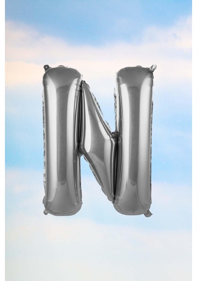 N Harfi Gümüş Folyo Balon 100 Cm 40 Inç 1 Metre Silver Çok Renkli
