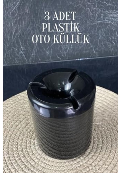 3 Adet Xl Koku Yapmaz Dumansız Siyah Plastik Küllük Oto Kül Tablası Araç İçi Kül Tabağı