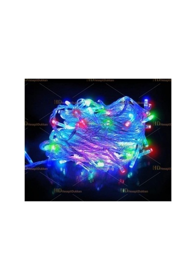 Rgb 100 Ampullü Pirinç Led Işık Yılbaşı Kamp Parti Işığı 10 Metre Renkli Led Işık Siyah