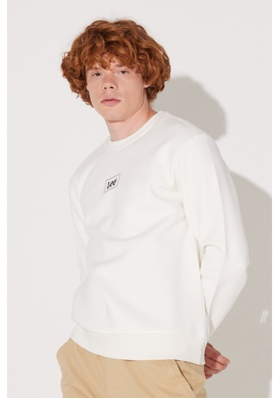 Lee Regular Fit Normal Kesim Sıfır Yaka Sweatshirt L212299102 Kırık Beyaz