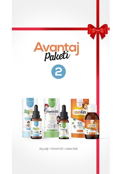 Erbatab Avantaj Paketi 2 (Labex Multivitamin, D3 Kids, Alg Yağı Omega)